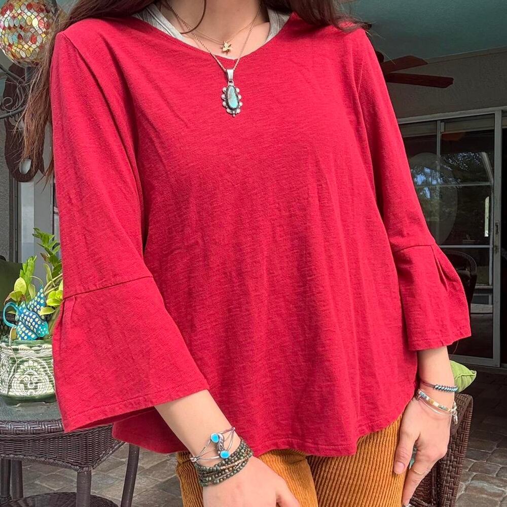 NWT Red Bell Sleeve Blouse